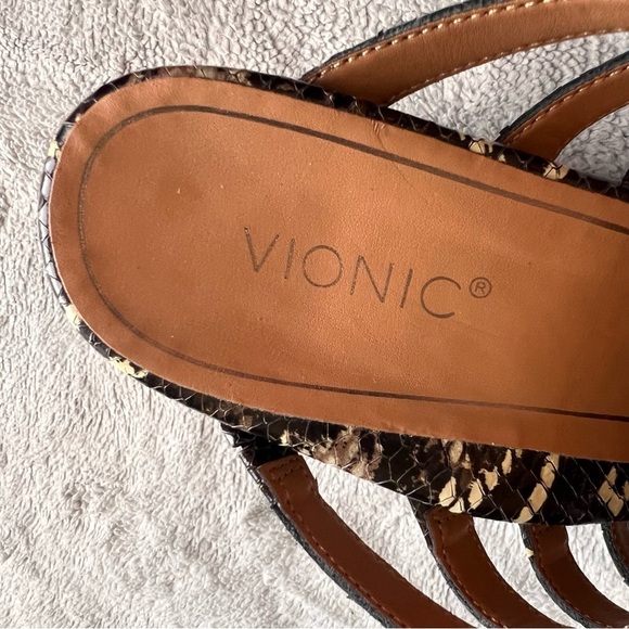 Vionic Sami Heeled Gladiator Ankle Strap Boa Snake Print Leather Sandal Sz 9.5 - Picture 12 of 13